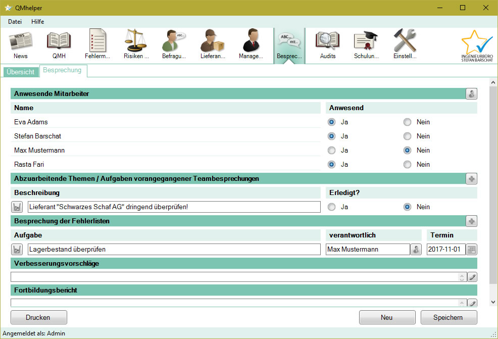 Besprechungs-Detailansicht