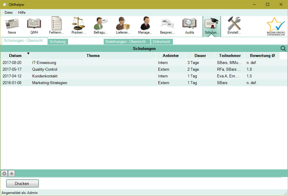 Schulungs-Übersicht