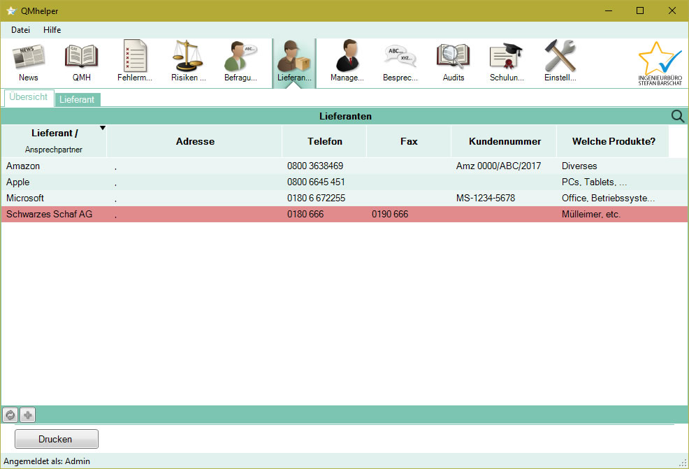 Freigegebene Lieferanten